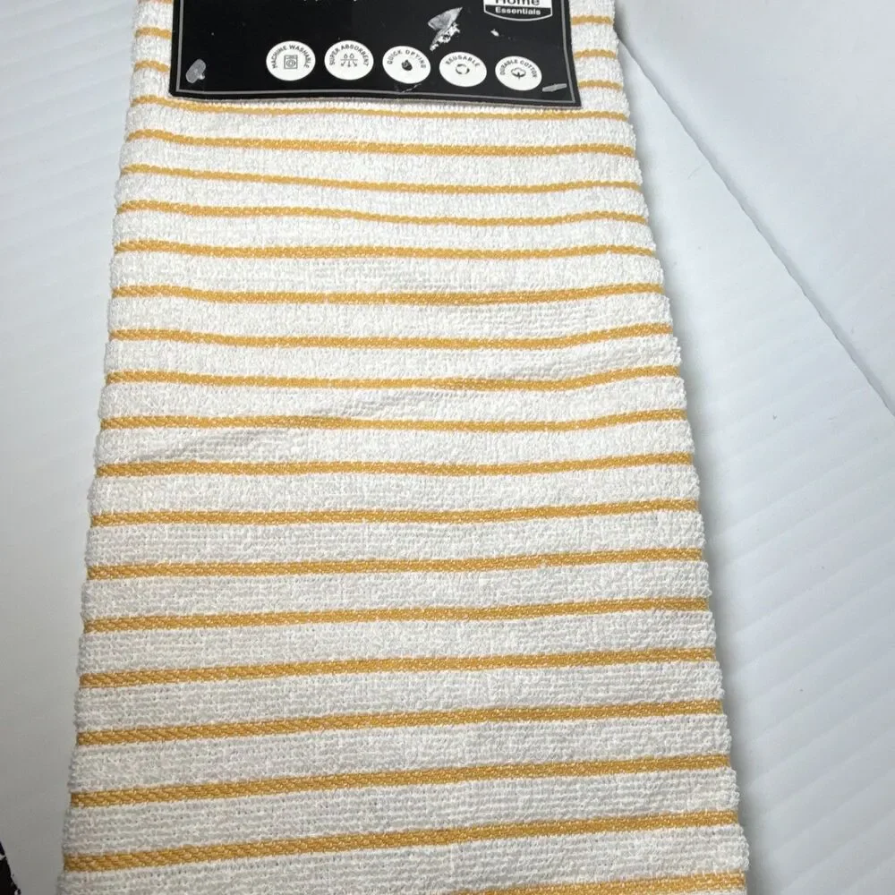 Daily Home Essentials Kitchen Towel 20x28 Striped White/Yellow Cotton Blend